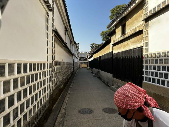 人力車に揺られながら堪能する美観地区の町並みの写真